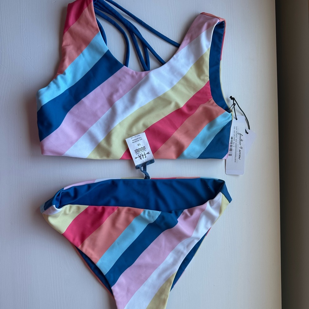 Feather 4 Arrow Summer Sun Reversible Bikini East Cape Stripe Size 10